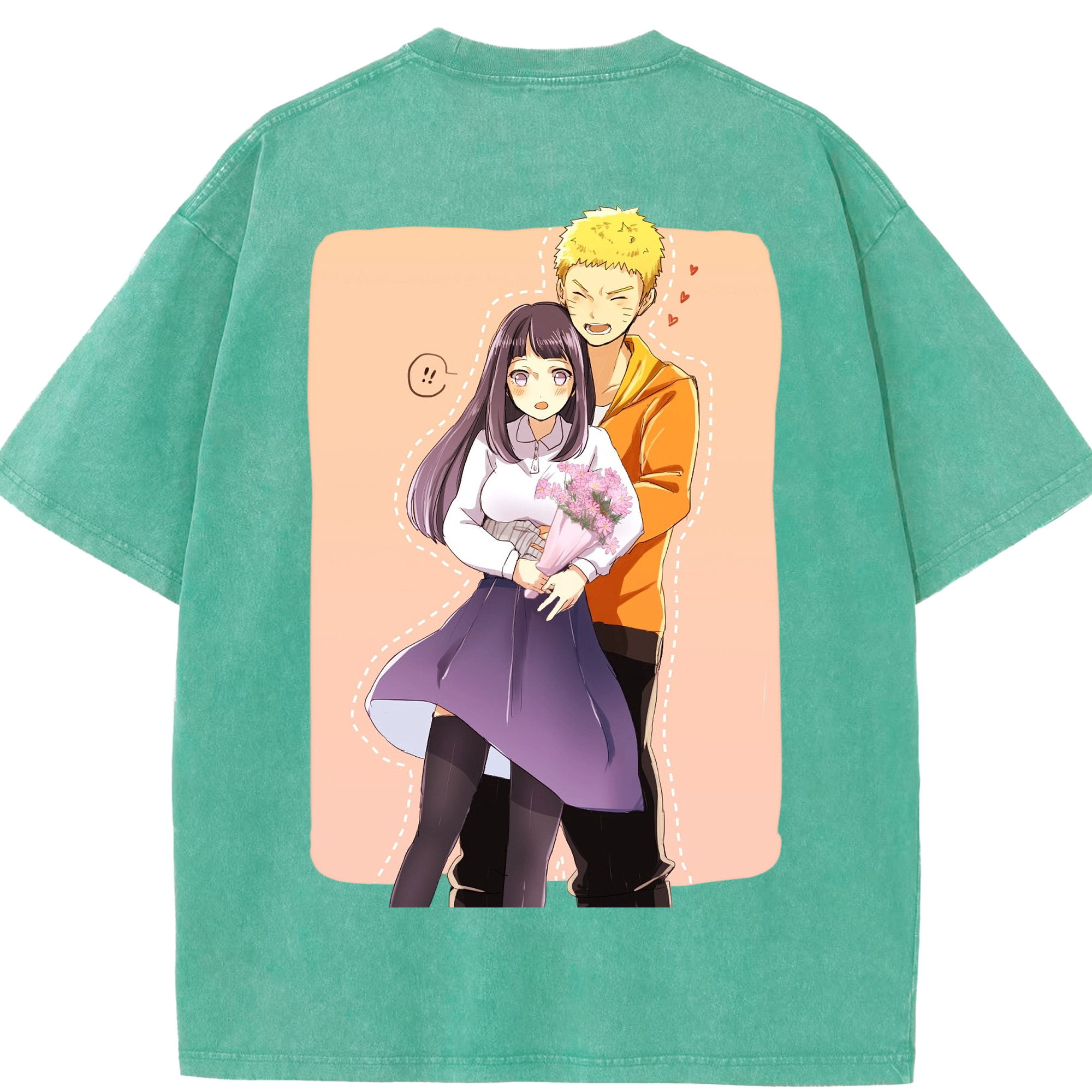 （画像用） NARUTO -ナルト- 日向ヒナタ Hyūga Hinata 綿100% ヴィンテージ風 半袖Tシャツ（背面プリント）
